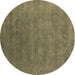 Round Abstract Brown Contemporary Rug, con2337brn