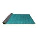 Sideview of Abstract Turquoise Contemporary Rug, con2337turq