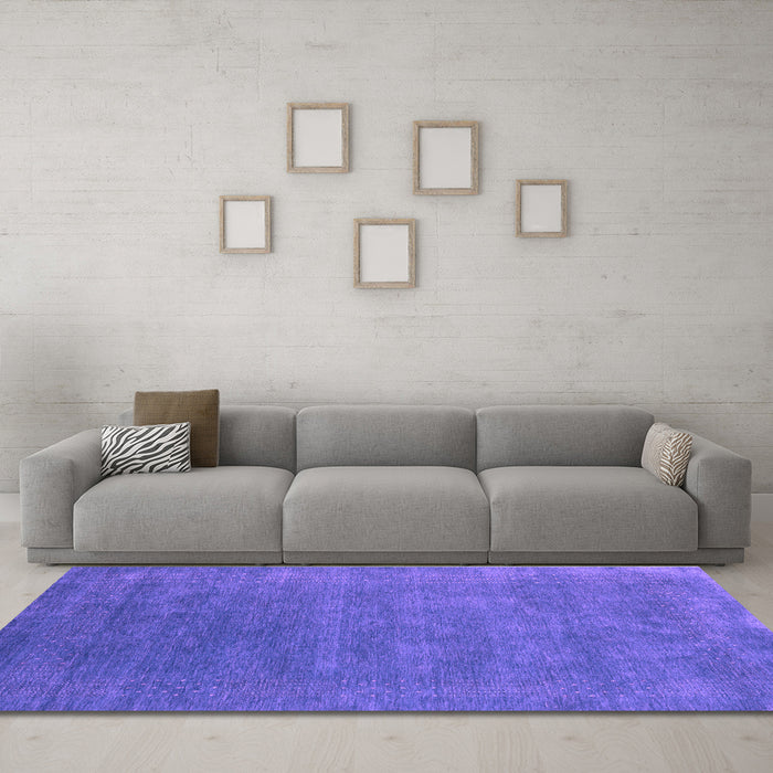 Machine Washable Abstract Purple Contemporary Area Rugs in a Living Room, wshcon2337pur