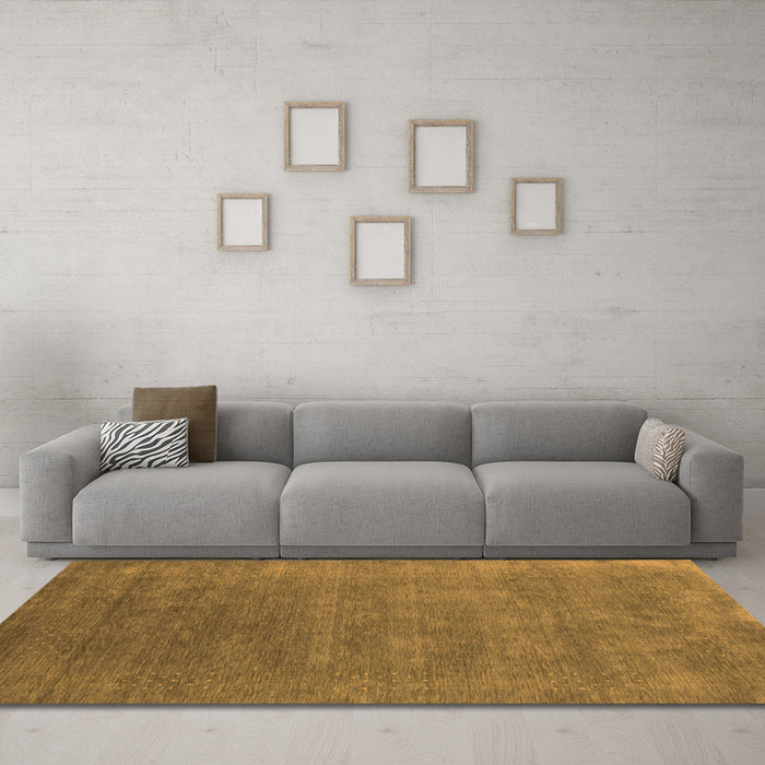 Machine Washable Abstract Orange Contemporary Area Rugs in a Living Room, wshcon2337org
