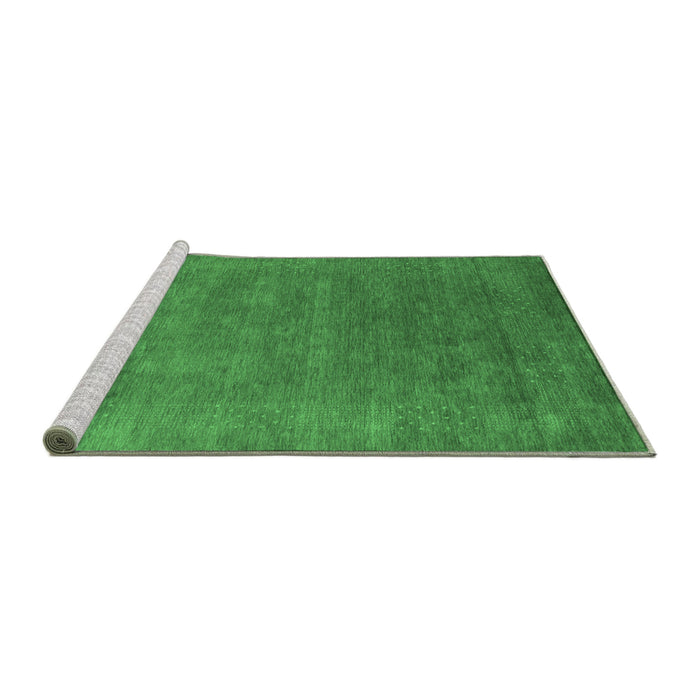 Sideview of Machine Washable Abstract Emerald Green Contemporary Area Rugs, wshcon2337emgrn