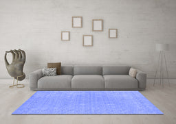 Machine Washable Abstract Blue Contemporary Rug in a Living Room, wshcon2338blu