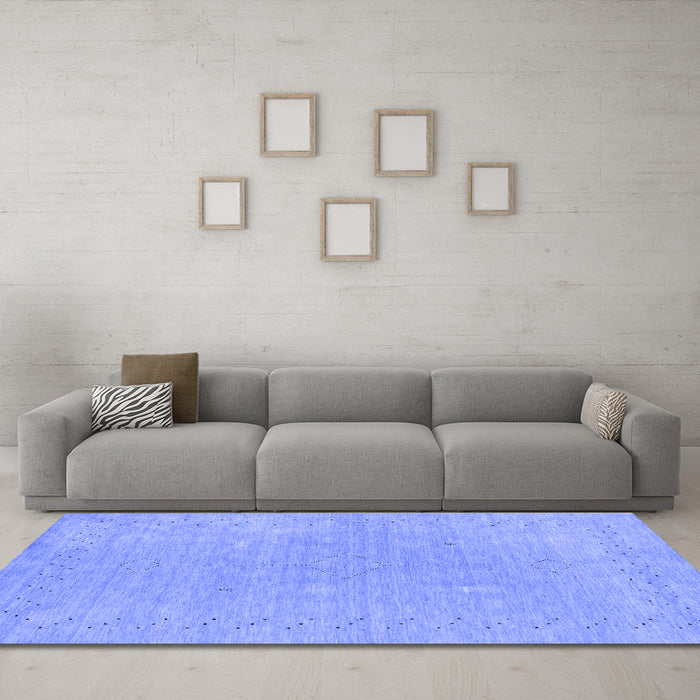Machine Washable Abstract Blue Contemporary Rug in a Living Room, wshcon2338blu