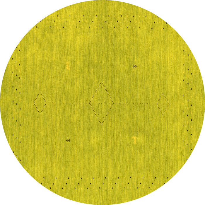 Round Abstract Yellow Contemporary Rug, con2338yw