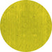 Round Abstract Yellow Contemporary Rug, con2338yw