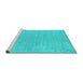 Sideview of Machine Washable Abstract Turquoise Contemporary Area Rugs, wshcon2338turq