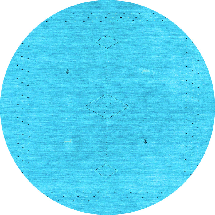 Round Abstract Light Blue Contemporary Rug, con2338lblu