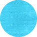 Round Abstract Light Blue Contemporary Rug, con2338lblu