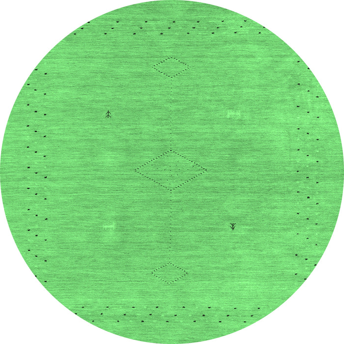 Round Abstract Emerald Green Contemporary Rug, con2338emgrn