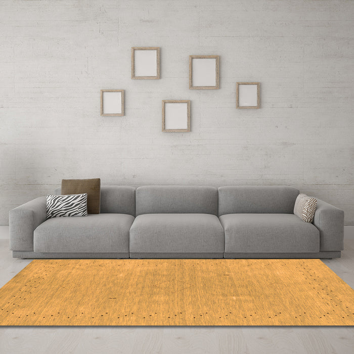 Machine Washable Abstract Orange Contemporary Area Rugs in a Living Room, wshcon2338org