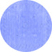 Round Abstract Blue Contemporary Rug, con2338blu