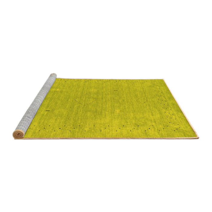 Sideview of Machine Washable Abstract Yellow Contemporary Rug, wshcon2338yw