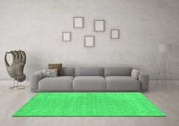 Machine Washable Abstract Green Contemporary Area Rugs in a Living Room,, wshcon2338grn