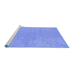 Sideview of Machine Washable Abstract Blue Contemporary Rug, wshcon2338blu