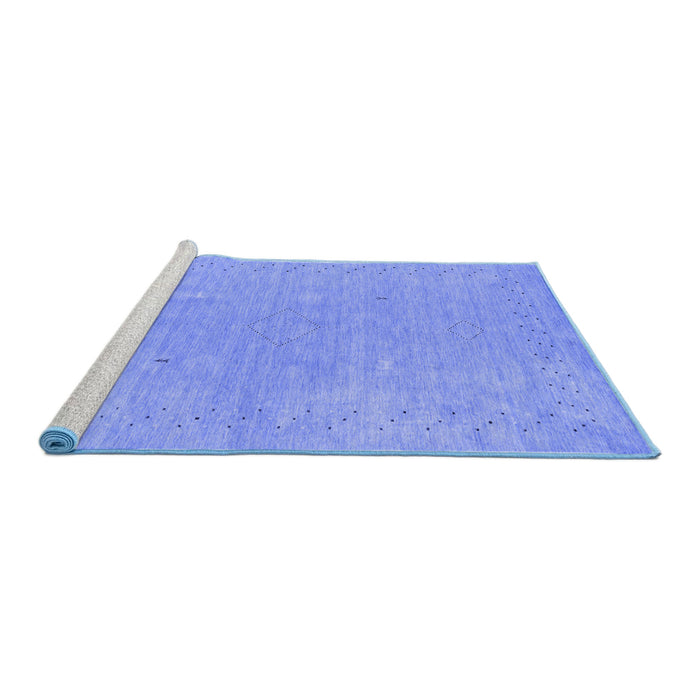 Sideview of Machine Washable Abstract Blue Contemporary Rug, wshcon2338blu