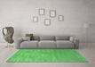 Machine Washable Abstract Emerald Green Contemporary Area Rugs in a Living Room,, wshcon2339emgrn