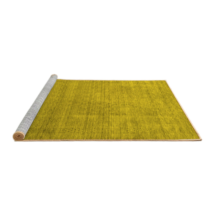 Sideview of Machine Washable Abstract Yellow Contemporary Rug, wshcon2339yw