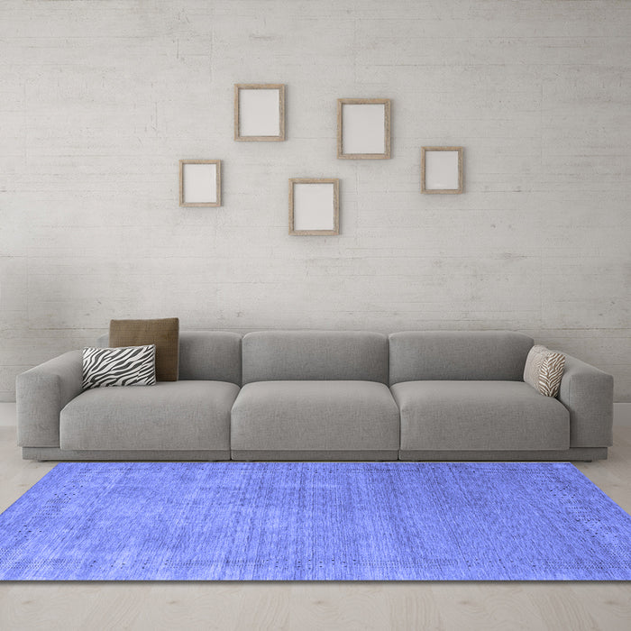 Machine Washable Abstract Blue Contemporary Rug in a Living Room, wshcon2339blu