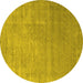 Round Abstract Yellow Contemporary Rug, con2339yw