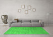 Machine Washable Abstract Green Contemporary Area Rugs in a Living Room,, wshcon2339grn