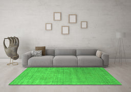 Machine Washable Abstract Green Contemporary Area Rugs in a Living Room,, wshcon2339grn
