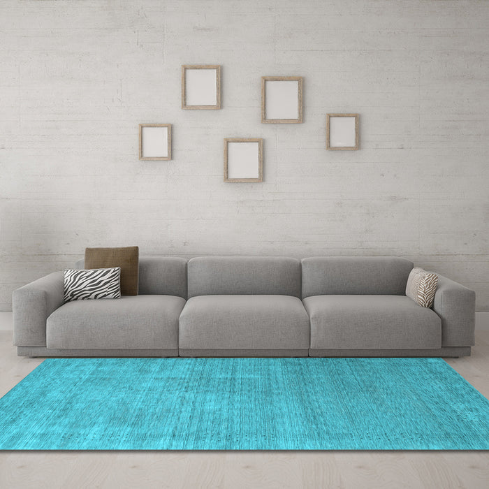Machine Washable Abstract Light Blue Contemporary Rug in a Living Room, wshcon2339lblu