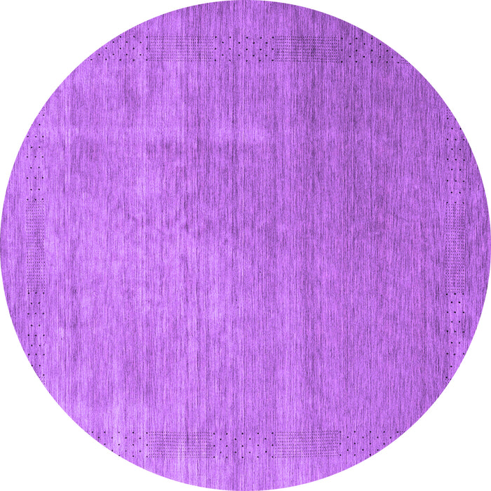 Round Machine Washable Abstract Purple Contemporary Area Rugs, wshcon2339pur