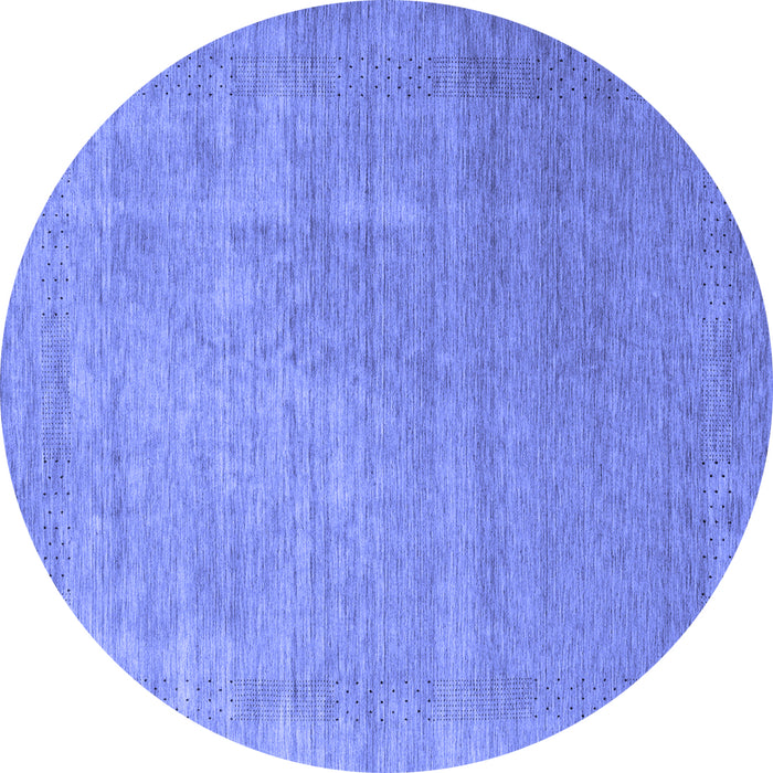 Round Machine Washable Abstract Blue Contemporary Rug, wshcon2339blu