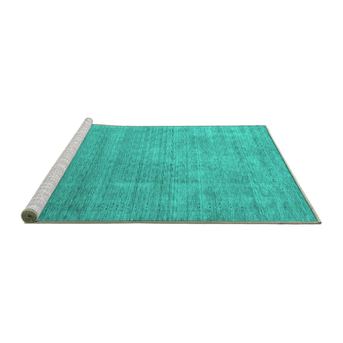 Sideview of Machine Washable Abstract Turquoise Contemporary Area Rugs, wshcon2339turq
