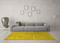 Machine Washable Abstract Yellow Contemporary Rug in a Living Room, wshcon2339yw