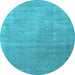 Round Abstract Light Blue Contemporary Rug, con2339lblu