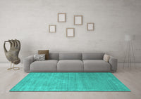 Machine Washable Abstract Turquoise Contemporary Rug, wshcon2339turq