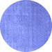 Round Abstract Blue Contemporary Rug, con2339blu