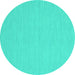 Round Machine Washable Abstract Turquoise Contemporary Area Rugs, wshcon233turq