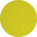 Round Machine Washable Abstract Yellow Contemporary Rug, wshcon233yw