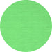 Round Machine Washable Abstract Emerald Green Contemporary Area Rugs, wshcon233emgrn