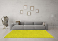 Machine Washable Abstract Yellow Contemporary Rug, wshcon233yw