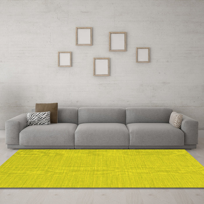Machine Washable Abstract Yellow Contemporary Rug in a Living Room, wshcon233yw
