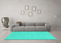 Machine Washable Abstract Turquoise Contemporary Rug, wshcon233turq