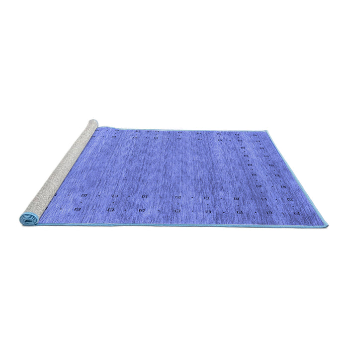 Sideview of Machine Washable Abstract Blue Contemporary Rug, wshcon2340blu
