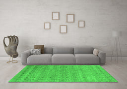 Machine Washable Abstract Green Contemporary Area Rugs in a Living Room,, wshcon2340grn