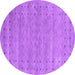 Round Machine Washable Abstract Purple Contemporary Area Rugs, wshcon2340pur