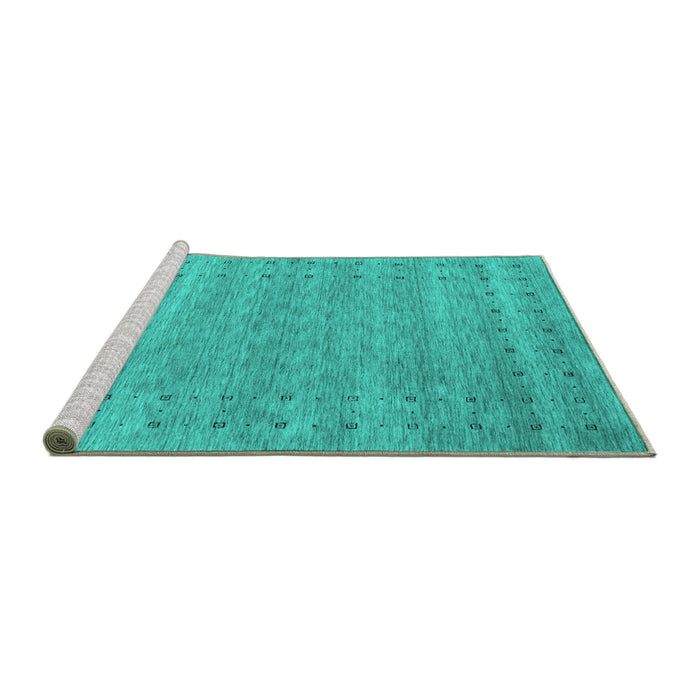 Sideview of Machine Washable Abstract Turquoise Contemporary Area Rugs, wshcon2340turq