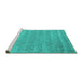 Sideview of Machine Washable Abstract Turquoise Contemporary Area Rugs, wshcon2340turq