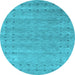 Round Abstract Light Blue Contemporary Rug, con2340lblu