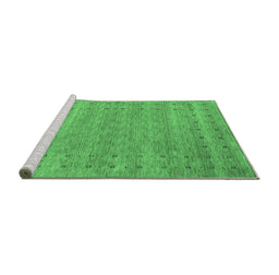 Sideview of Machine Washable Abstract Emerald Green Contemporary Area Rugs, wshcon2340emgrn