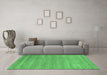 Machine Washable Abstract Emerald Green Contemporary Area Rugs in a Living Room,, wshcon2340emgrn