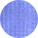 Round Abstract Blue Contemporary Rug, con2340blu