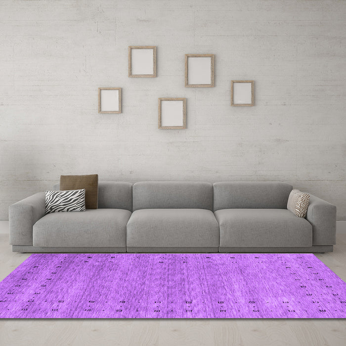 Machine Washable Abstract Purple Contemporary Area Rugs in a Living Room, wshcon2340pur