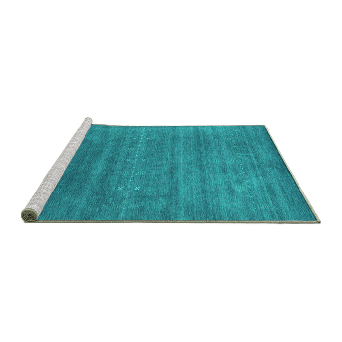 Sideview of Machine Washable Abstract Turquoise Contemporary Area Rugs, wshcon2341turq